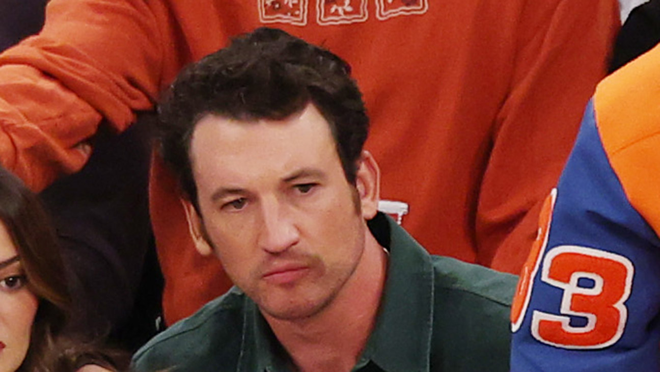 Miles Teller, Timothée Chalamet and Kylie Jenner and Ben Stiller react court-side during the first quarter in Game Five of the Eastern Conference Finals of the 2025 NBA Playoffs at Madison Square Garden on May 29, 2025 in New York City.