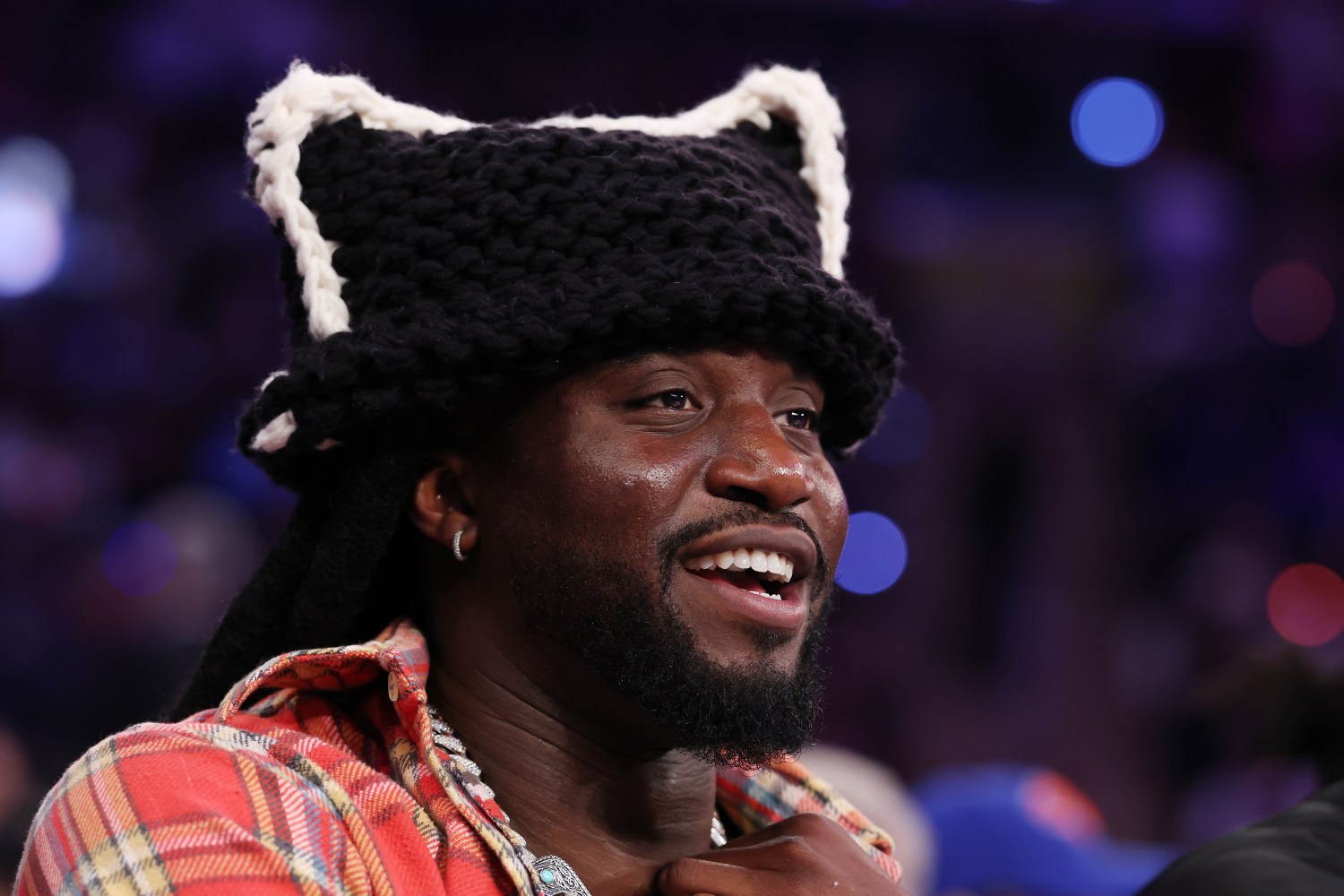 NEW YORK, NEW YORK - MAY 29: Singer Shaboozey looks on during the third quarter between the Indiana Pacers and the New York Knicks in Game Five of the Eastern Conference Finals of the 2025 NBA Playoffs at Madison Square Garden on May 29, 2025 in New York City. NOTE TO USER: User expressly acknowledges and agrees that, by downloading and or using this photograph, User is consenting to the terms and conditions of the Getty Images License Agreement. (Photo by Al Bello/Getty Images)